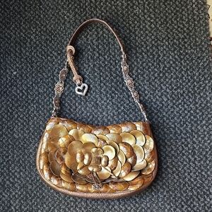 Brighton Gold and Brown Floral Shoulder Bag